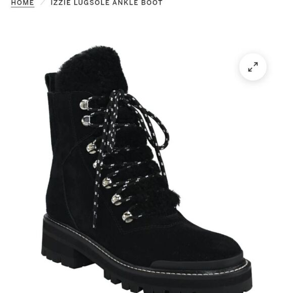 Marc Fisher Lizzie lug sole ankle hiking boot with shearling accent size 5.5 NWT - Picture 1 of 7